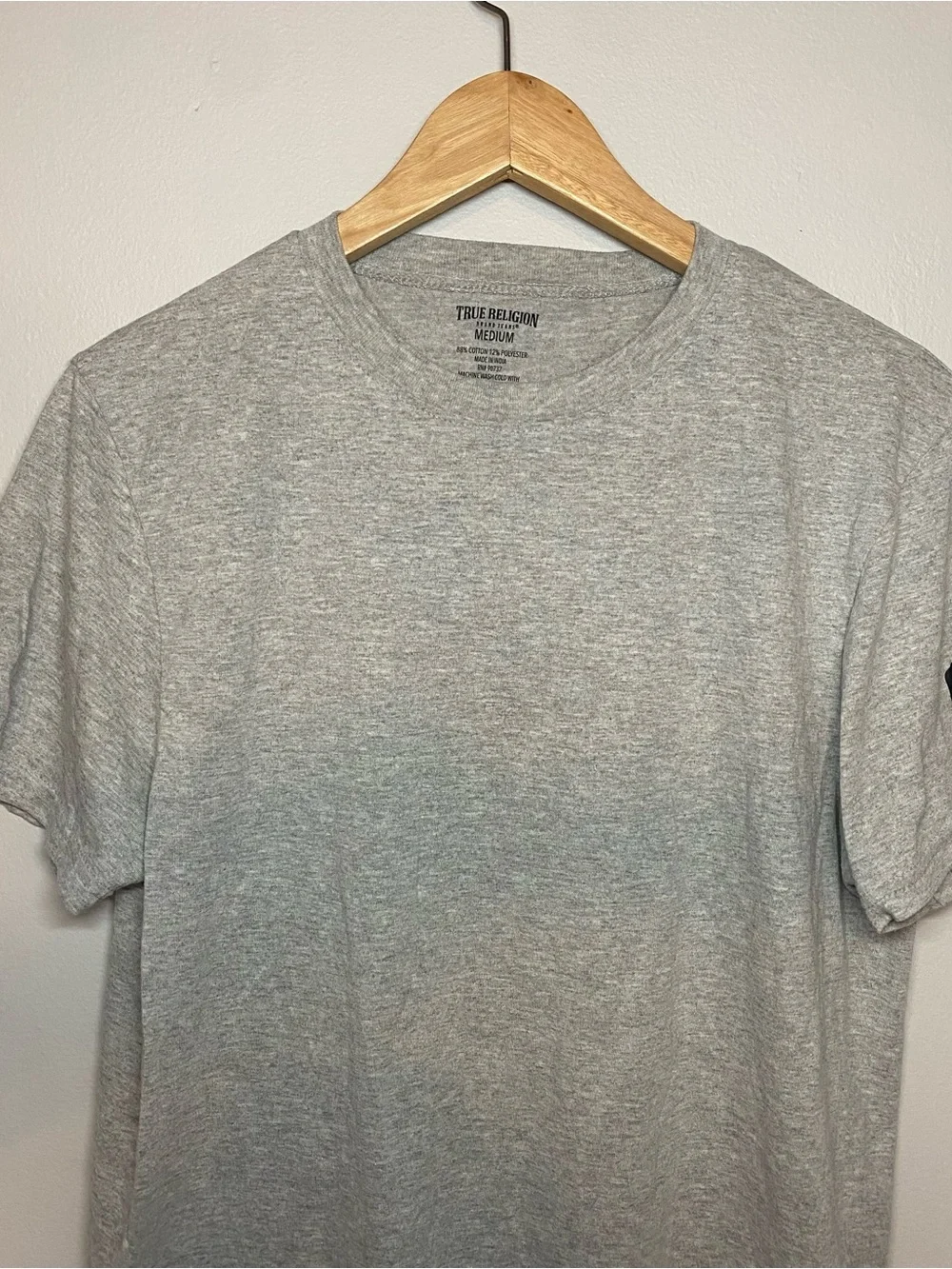 True Religion Men’s Gray Crew Neck T-Shirt Medium Horseshoe Logo Tee